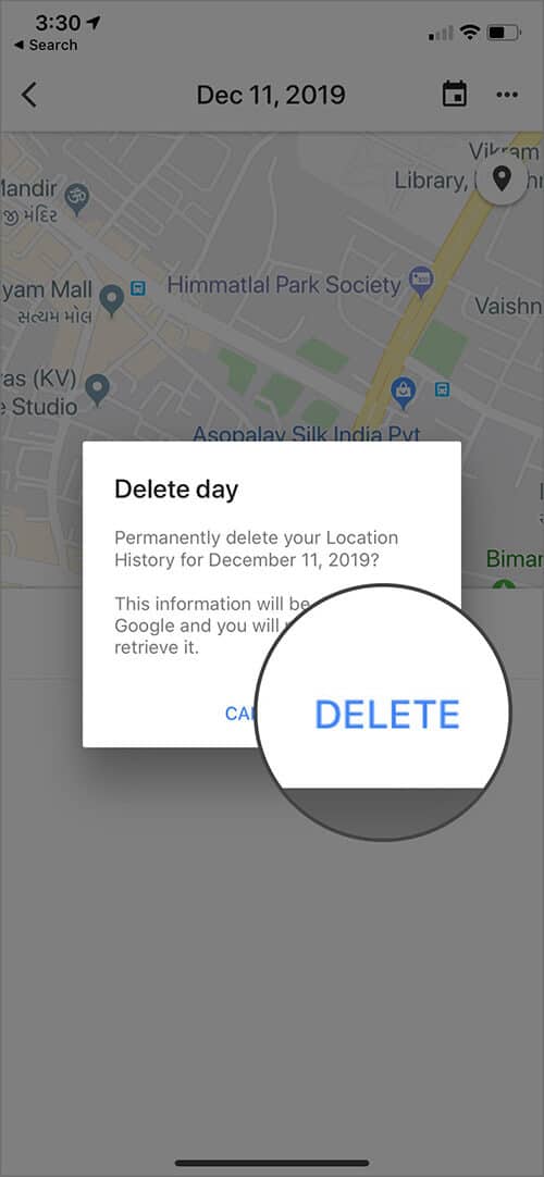 Delete Location History for One Day in Google Maps on iPhone