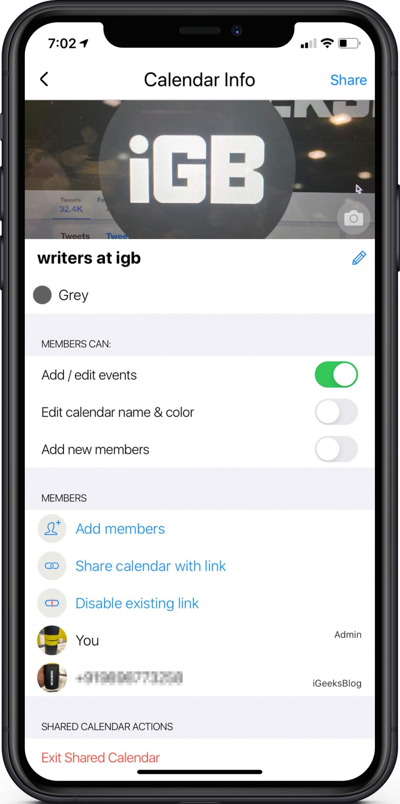 Manage Members, Calendars and Event in GroupCal iOS App