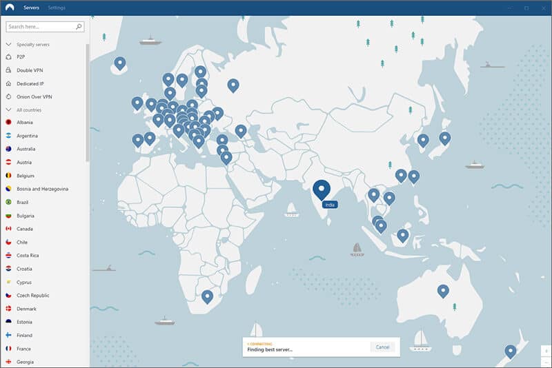 Servers on NordVPN