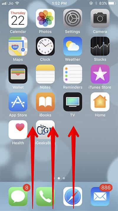 Swipe Up iPhone Screen to Reveal Control Center