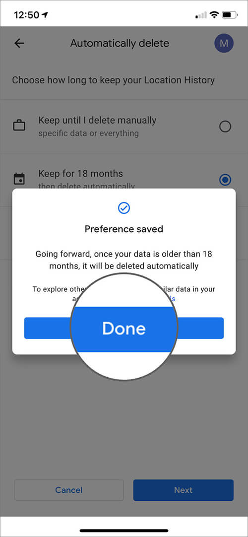 How to Disable and Remove Google Maps Timeline on iPhone and Android Tap on Done to Automatically Delete Location History on iPhone