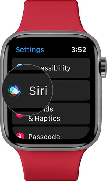 Tap on Siri in Apple Watch
