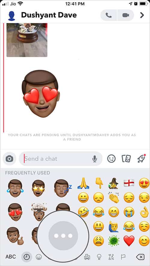 Tap on Three Dot Between Memoji and Emoji on iPhone