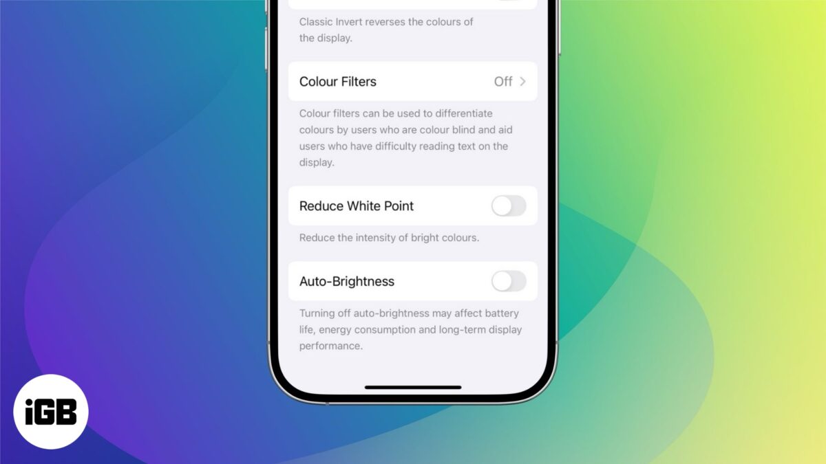 Turn off auto brightness on iphone and ipad