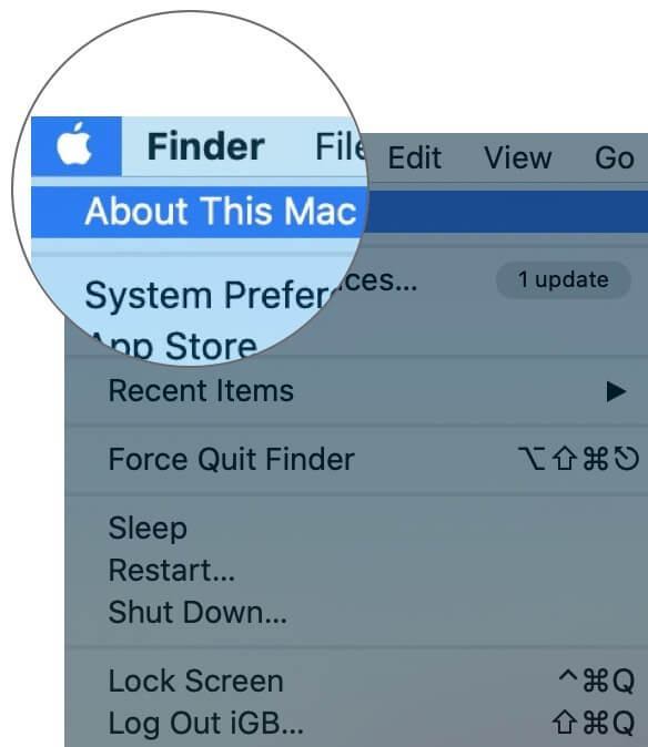 Click on Apple Logo and Select About This Mac