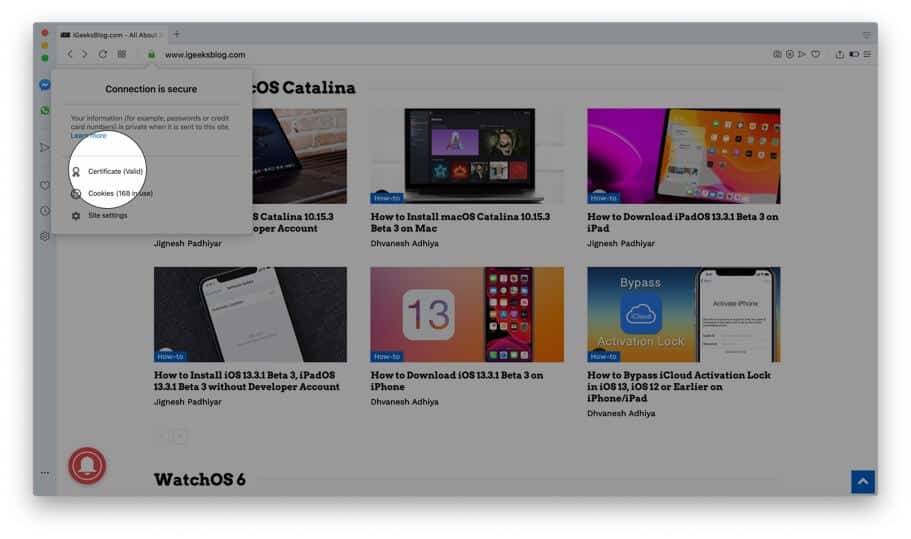 Click on certificate in opera on mac Click on Certificate in Opera on Mac