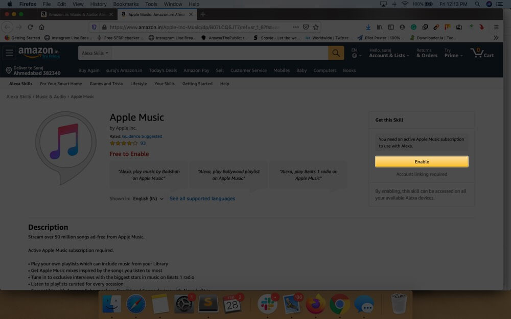 Click on Enable in Amazon Profile