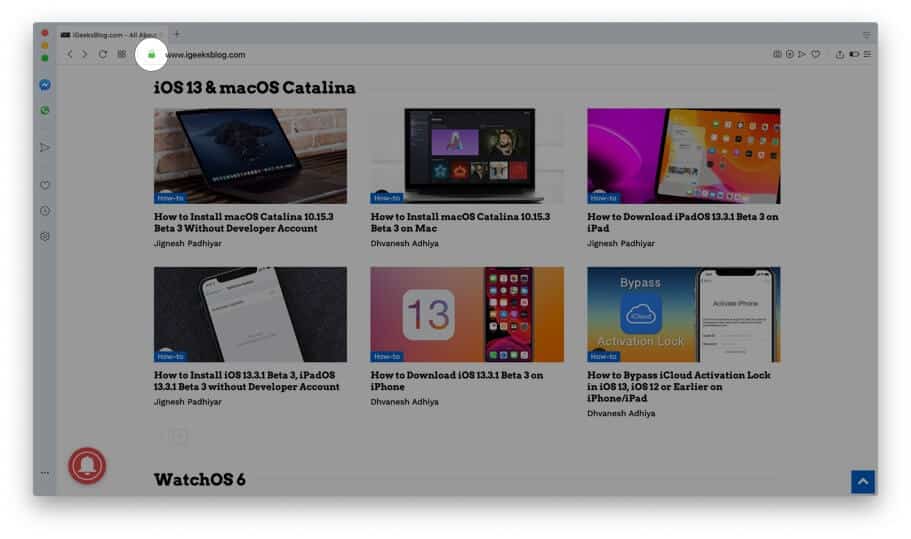 Click on green padlock icon in opera on mac Click on Green Padlock icon in Opera on Mac