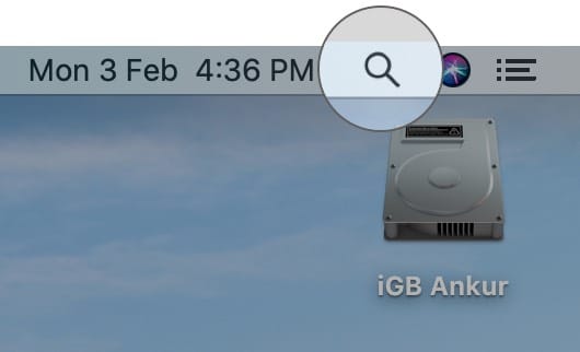 Click on Search icon on Mac