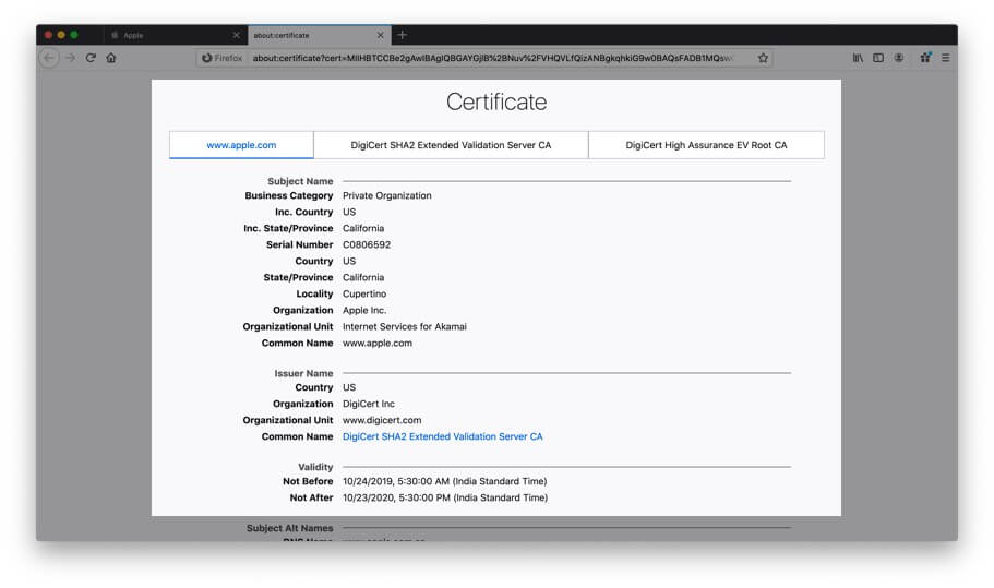 Click on view digital certificate in firefox on mac Click on View Digital Certificate in Firefox on Mac