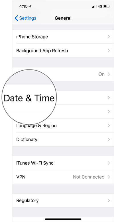 Date  Time Settings on iPhone