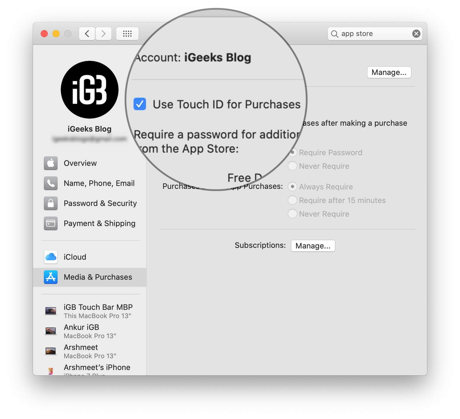 Enable Use Touch ID for Purchases on Mac with Touch ID