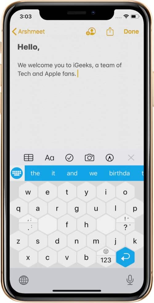 Hexagonal Keys in Typewise iOS Keyboard App