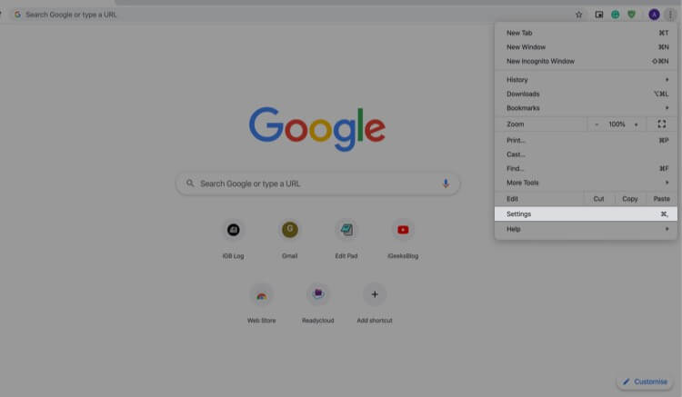 In Chrome Browser Click on Three line icon then Click on Settings