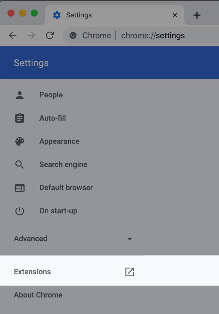 In Chrome Browser Settings Click on Extensions