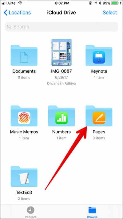 Open Folder from iCloud Drive in iOS 11 Files App
