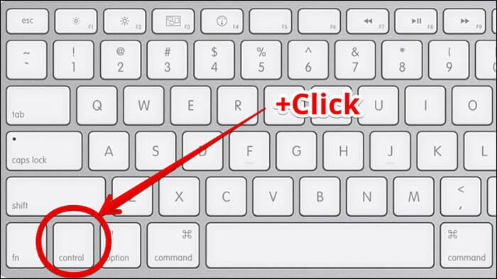 Press Control on Mac Keyboard and Click Mouse Button