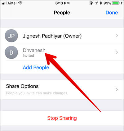 Remove People from Accessing Shared Document in Files App