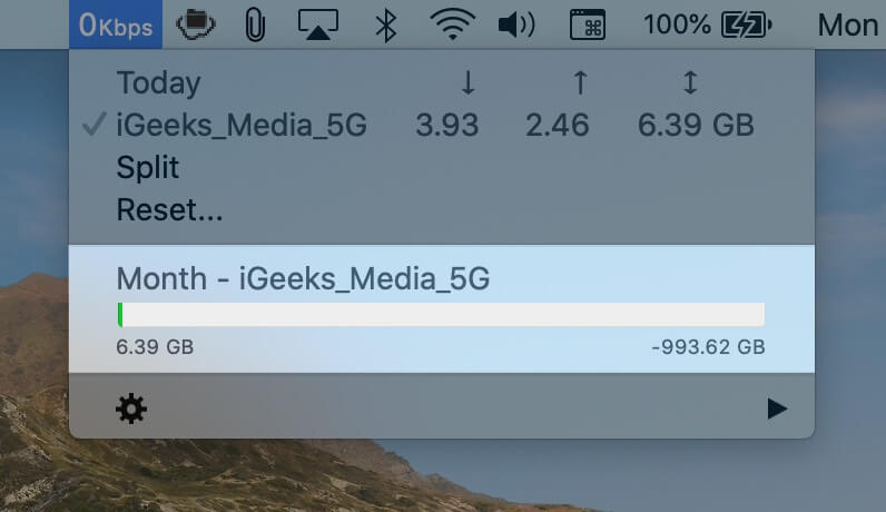 Set Monthly Data Usage in Bandwidth Plus App on Mac