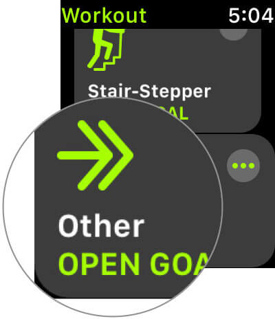 Tap on Other in Apple Watch Workout app