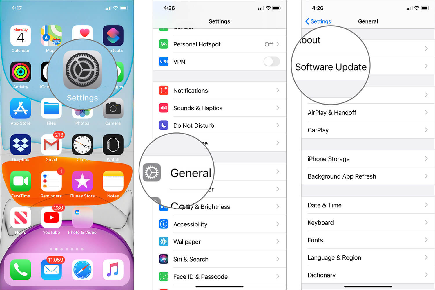 Tap on Software Update in iOS 13 Settings App on iPhone