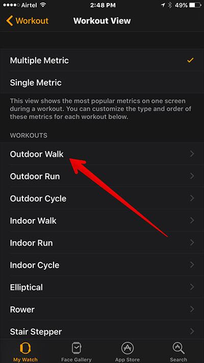 How to Customize Workouts on Apple Watch Tap on the Workout you Want to Customize on Apple Watch