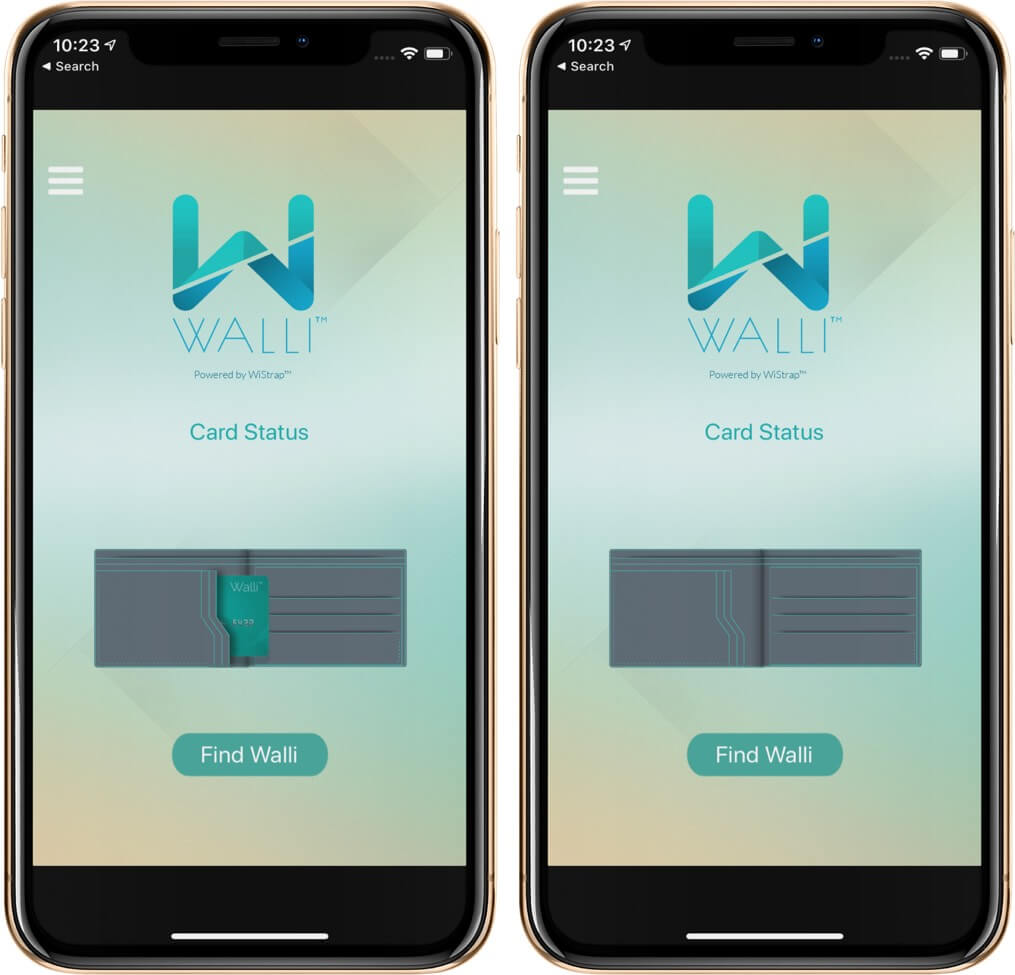 Walli App Shows Card is Inside or Outside of The Smart Wallet