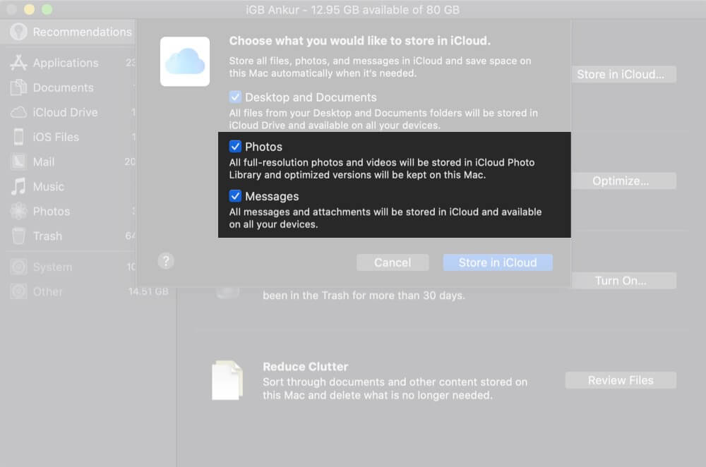 By Default Photos and Messages are Synced with iCloud on Mac