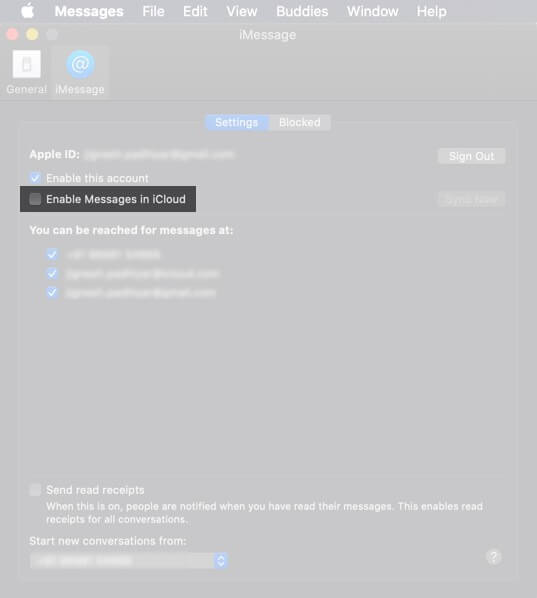 Disable Messages in iCloud on macOS