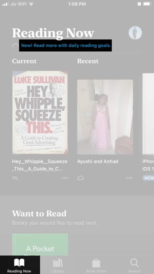 Open Books App and Tap on Reading Now and Then Tap on New! Read more with daily reading goals