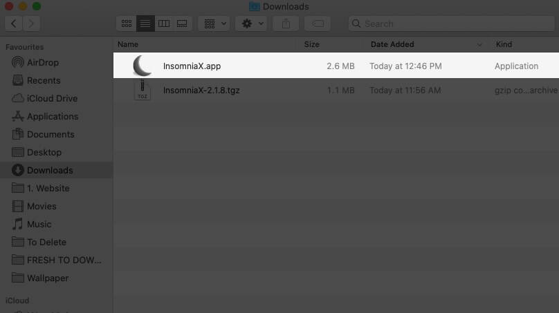 Open InsomniaX App on Mac