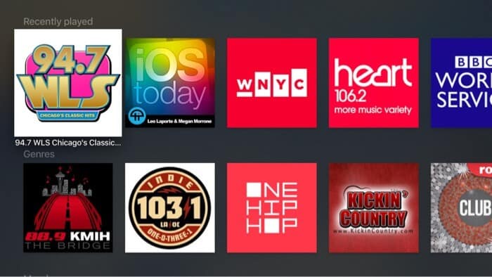 Radio.net Apple TV Radio App Screenshot