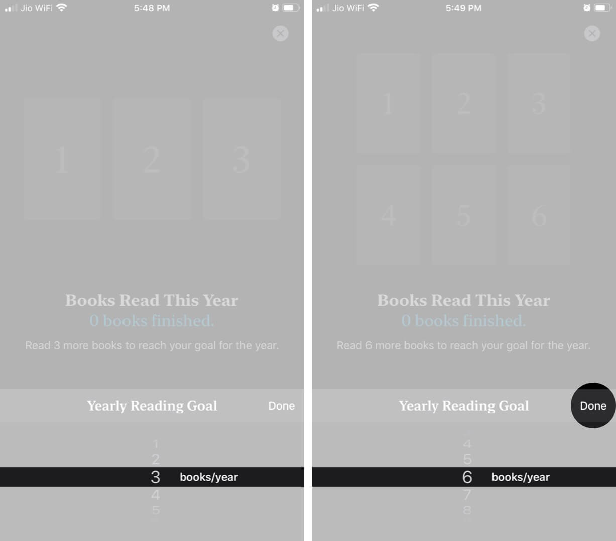 Set Yearly Reading Goals in Apple Books App on iPhone