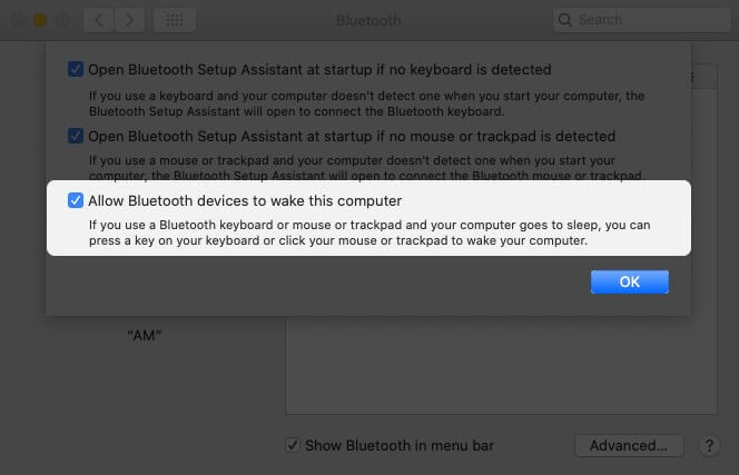 Turn On Allow Bluetooth Devices to Wake This Computer