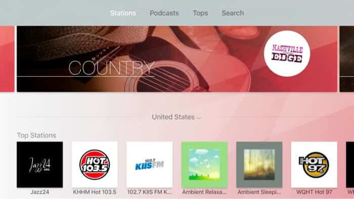 myTuner Apple TV Radio App Screenshot