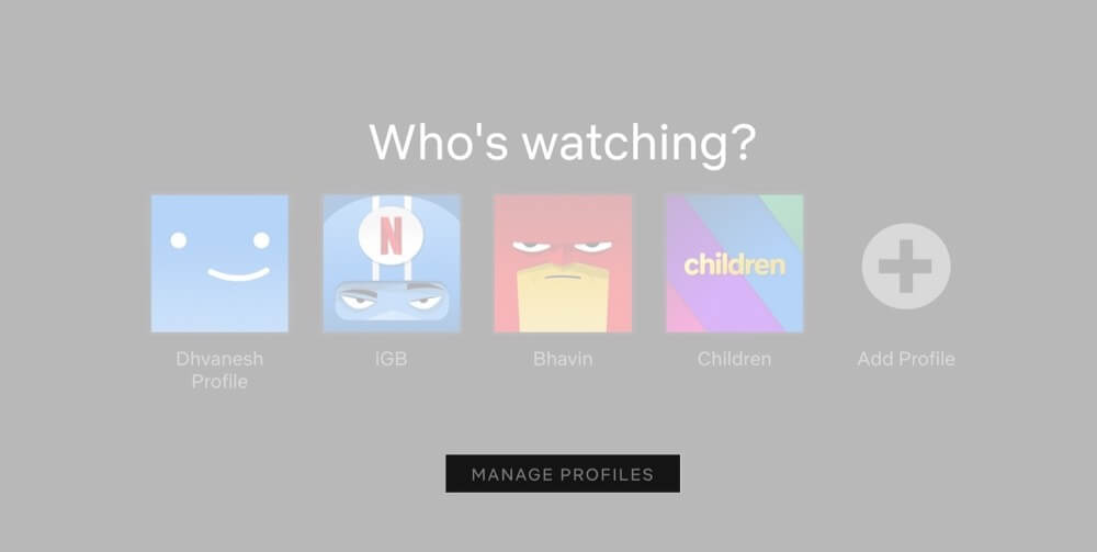 Click on Manage Profiles in Netflix Account on Mac