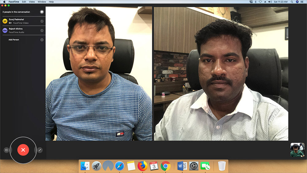 Click on Red button to end the FaceTime Calls on Mac