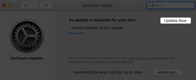 Click on Update Now on Mac