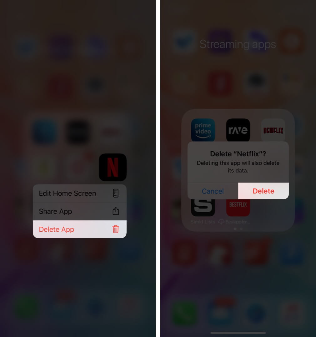 Delete Netflix App on iPhone