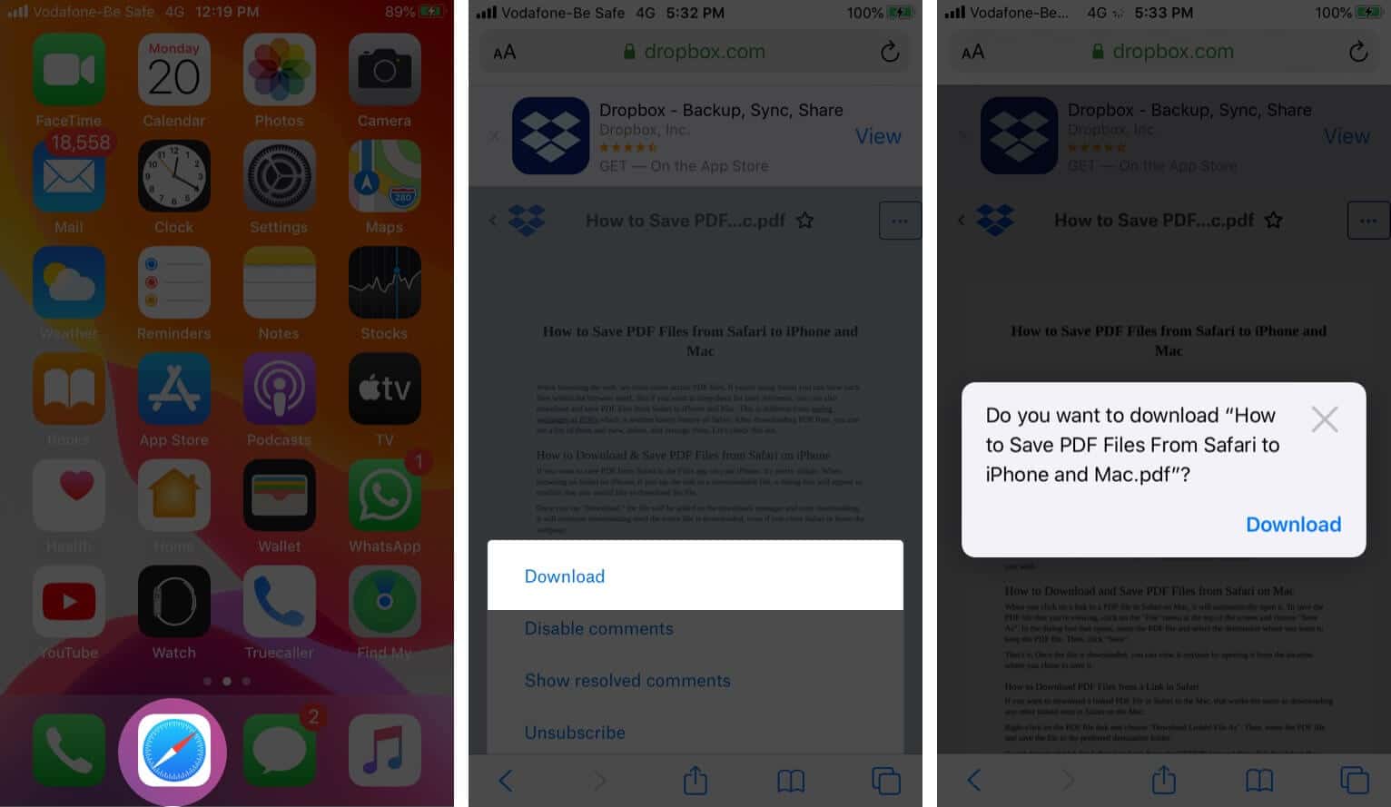 Download & Save PDF Files from Safari to iPhone