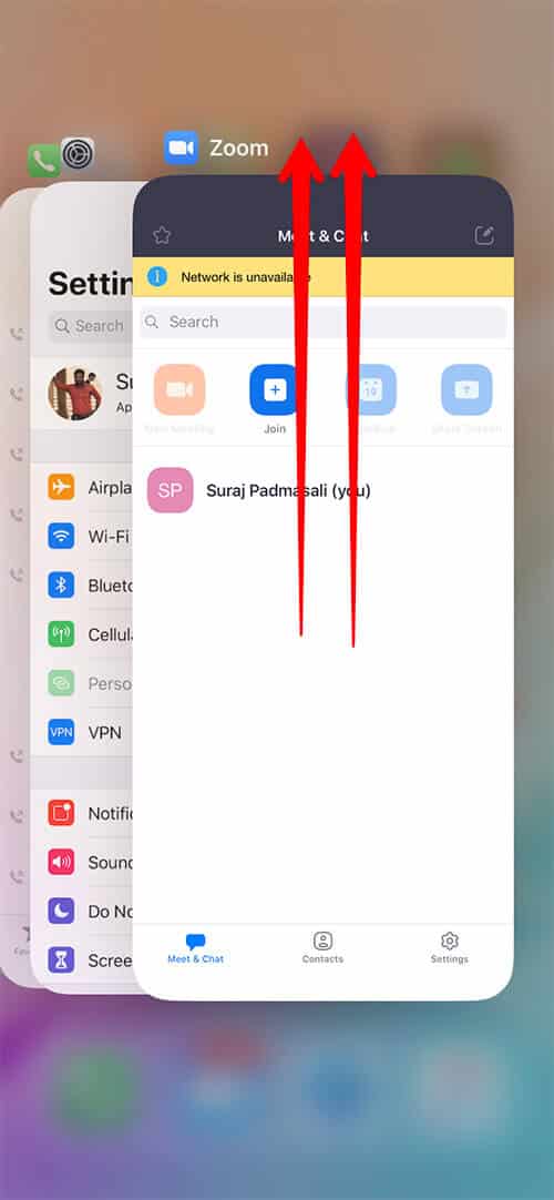 Force quit zoom app on iPhone