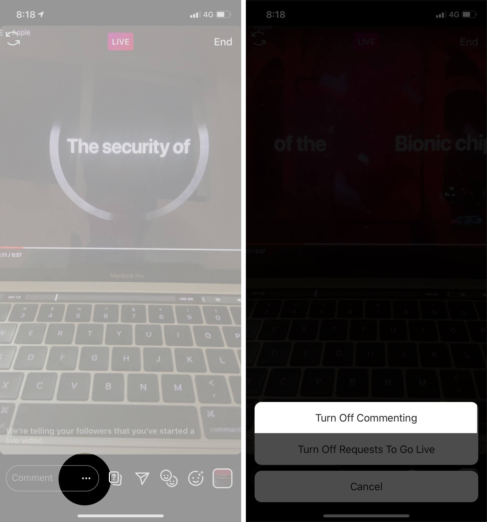 Hide Comments in Instagram Live on iPhone