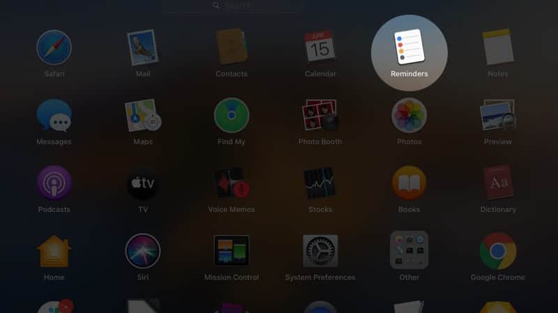 Open Reminders App on Mac