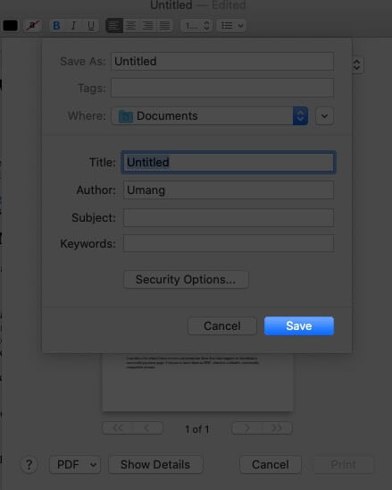 Save a Document as PDF on Mac