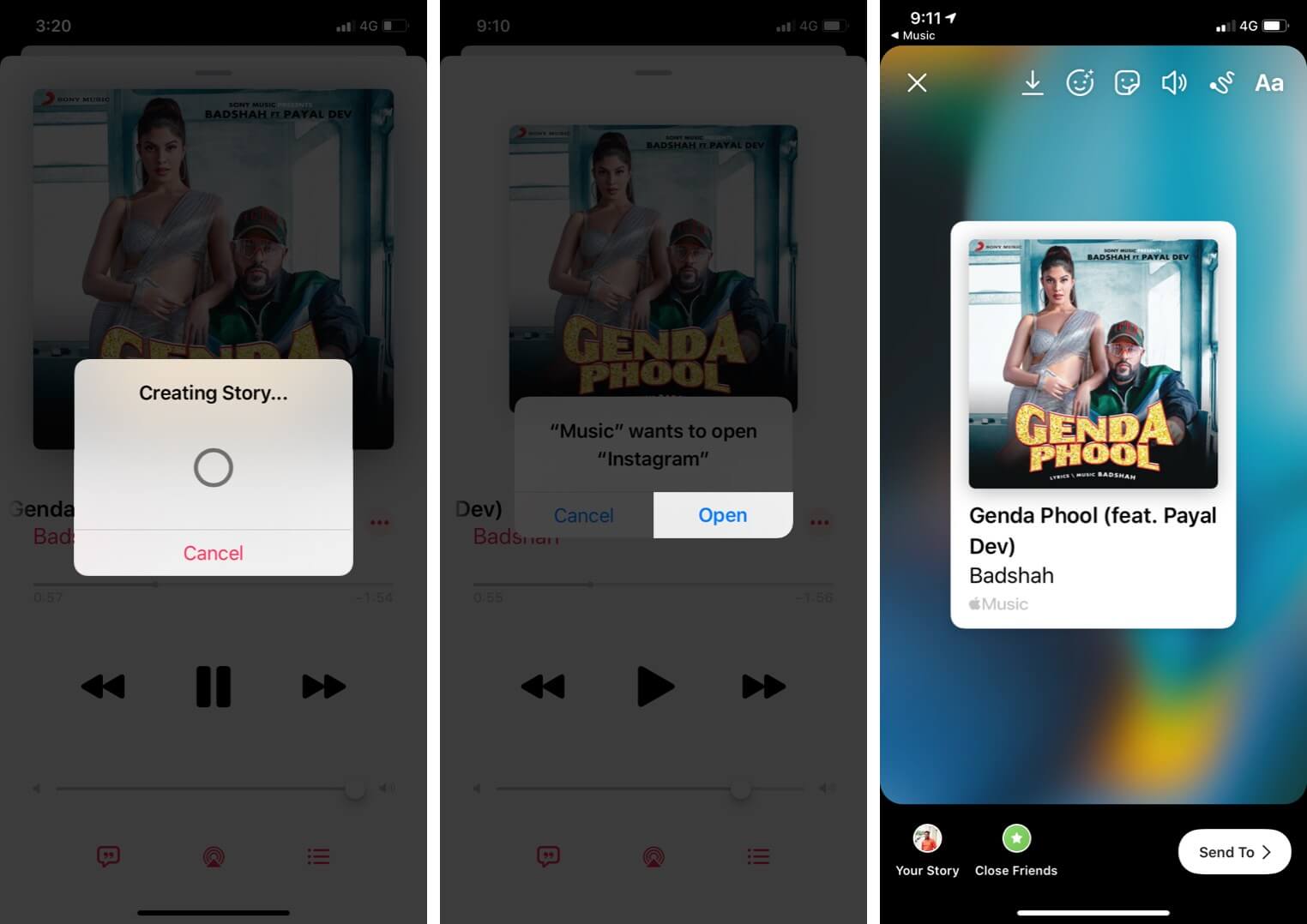 شارك Apple أغاني الموسيقى Instagram قصص على iPhone