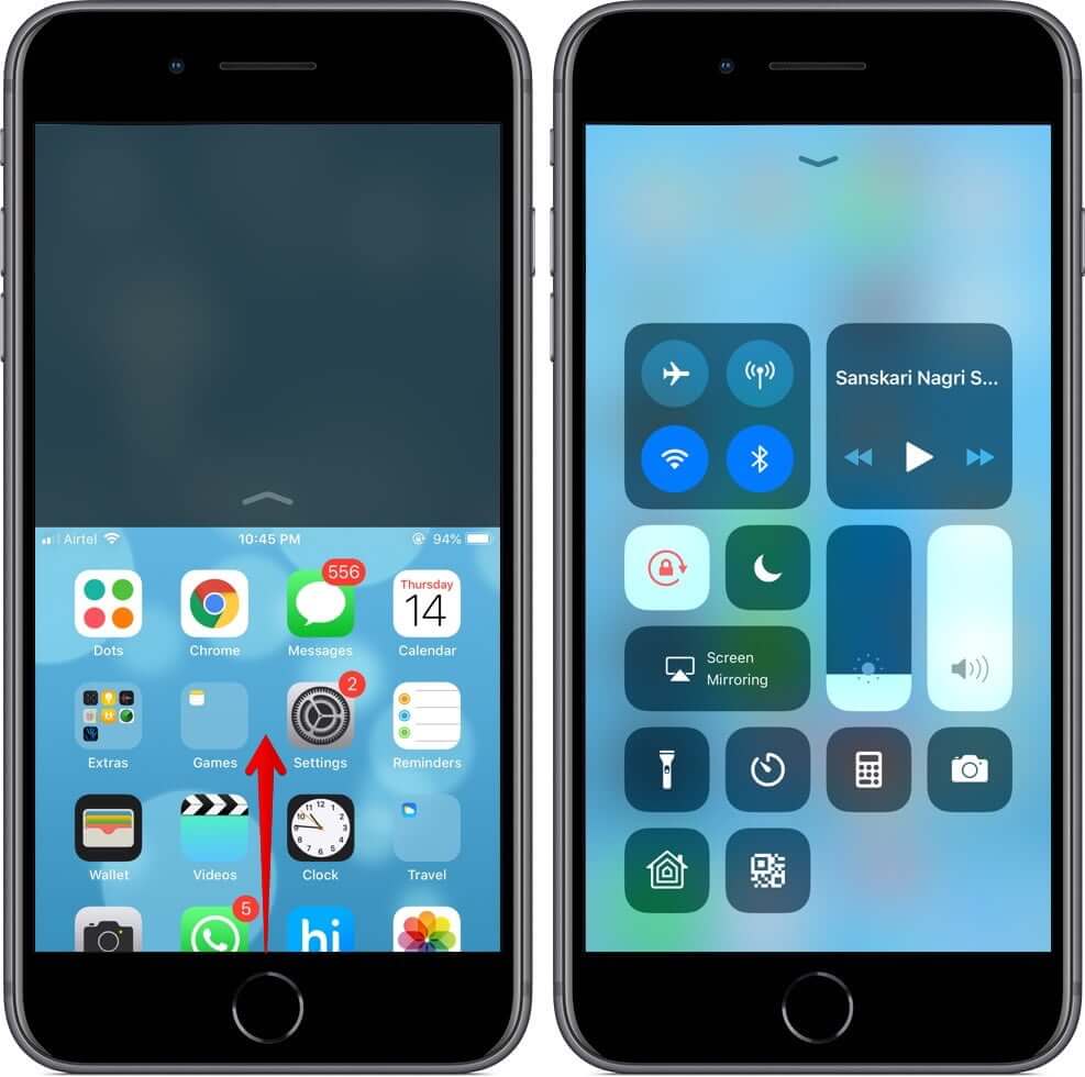 Access Control Center while using Reachability on Touch ID iPhone