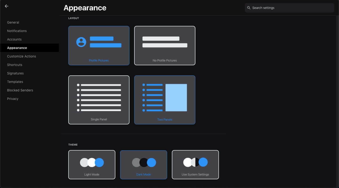 Edison Mail Dark Mode