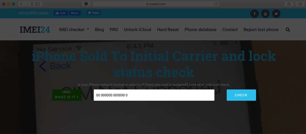 Enter iPhone's IMEI Number and Click on Check