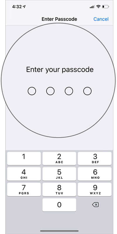 Enter passcode in Face ID Settings