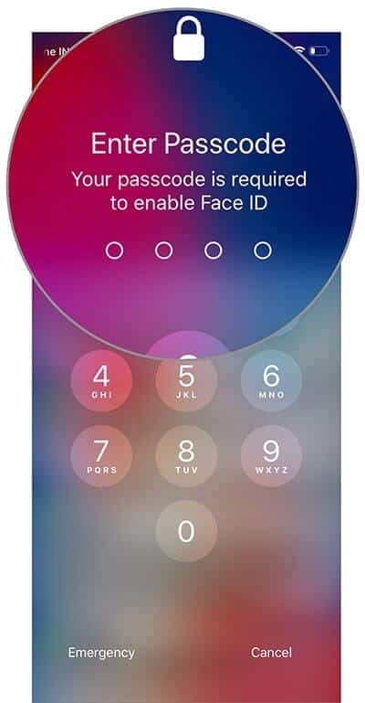 Enter passcode to re-enable Face ID